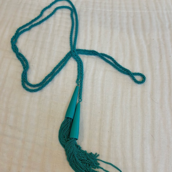 Kendra Scott Phara Tassel Necklace in Matte Teal - Picture 1 of 6
